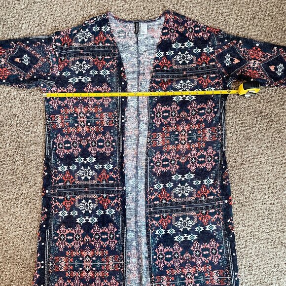 Size Large H&M Divided Aztec print navy white orange cardigan duster - Picture 5 of 13